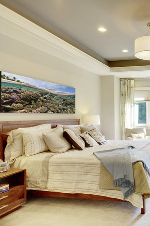 Our image Double Saddle hangs over a bed in a beauitful beach home on Maui.
